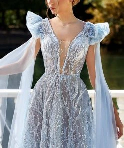 MNM Couture K3930 - Flutter Sleeve Evening Gown