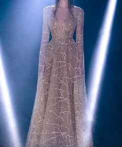 MNM COUTURE K3959 - Glimmering Plunging V-neck Evening Gown