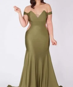 MNM COUTURE - L0044 Tapered V Neck Mermaid Gown
