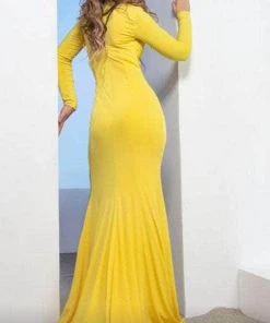 MNM COUTURE L0047 - Long Sleeve High Slit Evening Gown