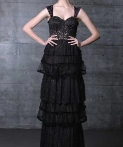 MNM Couture - Lace Sweetheart Tiered Dress N0100