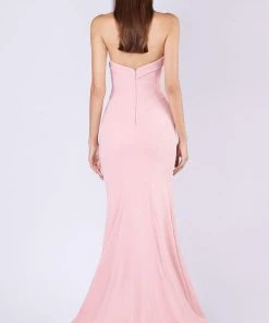 MNM COUTURE - M0002 Strapless Folded Sweetheart Crepe Mermaid Dress