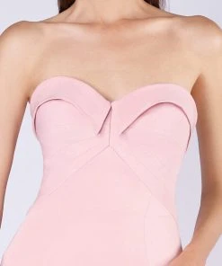 MNM COUTURE - M0002 Strapless Folded Sweetheart Crepe Mermaid Dress