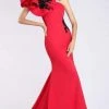 MNM COUTURE - M0042 Embroidered Asymmetric Mermaid Dress With Train
