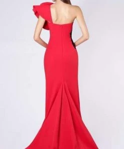 MNM COUTURE - M0042 Embroidered Asymmetric Mermaid Dress With Train