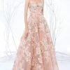 MNM Couture - N0194 Floral Embroidered Illusion Pleated Gown