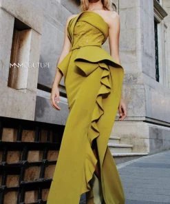 MNM COUTURE - N0297 Strapless Ruffled Jumpsuit With Slit