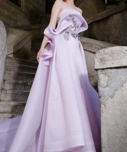 MNM COUTURE - N0304 Embellished Strapless A-line Gown