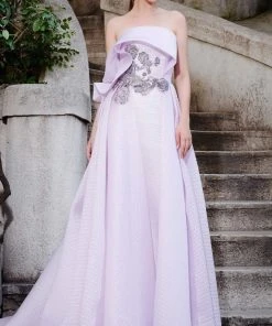 MNM COUTURE - N0304 Embellished Strapless A-line Gown