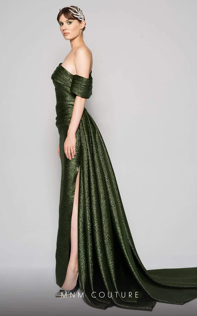 MNM Couture - N0356 Asymmetric Off-Shoulder Drape Train Evening Gown 5 MNM Couture - N0356 Asymmetric Off-Shoulder Drape Train Evening Gown