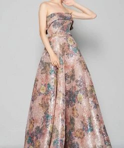 MNM COUTURE - N0374 Embellished Strapless A-line Gown