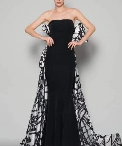MNM COUTURE - N0395 Strapless Trumpet Dress With Train