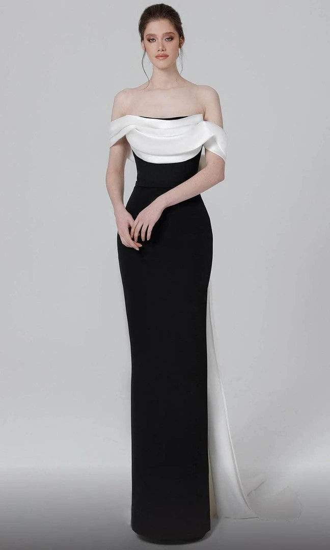 MNM COUTURE N0456 - Draped Off Shoulder Evening Dress 3 MNM COUTURE N0456 - Draped Off Shoulder Evening Dress