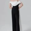 MNM COUTURE N0456A - Draped Off Shoulder Jumpsuit
