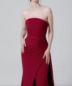 MNM COUTURE N0464 - Strapless Wrap Slit Evening Dress