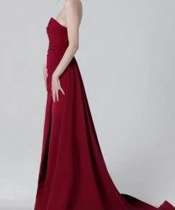MNM COUTURE N0464 - Strapless Wrap Slit Evening Dress