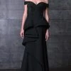 MNM Couture - Peplum Off-Shoulder Evening Gown N0104
