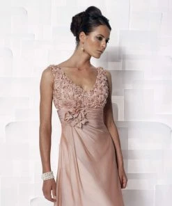 Mon Cheri 112646 V Neck Sleeveless Long Dress