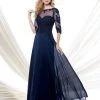 Mon Cheri - 115968 Quarter Sleeve Lace Illusion Long Dress