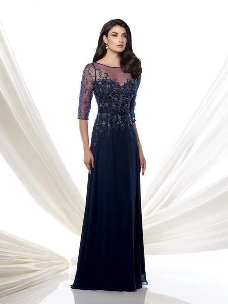 Mon Cheri - 115971 Illusion Quarter Sleeve Beaded Chiffon Dress - 1 Pc Navy In Size 6 Available 5 Mon Cheri - 115971 Illusion Quarter Sleeve Beaded Chiffon Dress - 1 Pc Navy In Size 6 Available