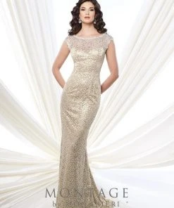 Mon Cheri 215912 Sequined Lace Dress
