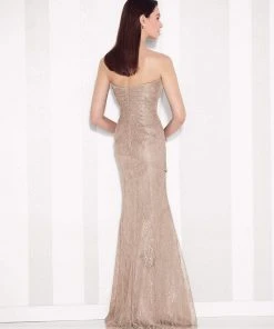 Mon Cheri 216683 Strapless Lace Sheath Dress