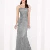 Mon Cheri 216683 Strapless Lace Sheath Dress