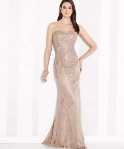 Mon Cheri 216683 Strapless Lace Sheath Dress