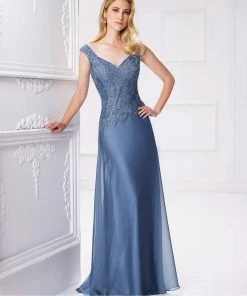 Mon Cheri A-Line Gown 117903 - 1 Pc Wine In Size 12 And 1 Pc Wedgewood In Size 10 Available 5 Mon Cheri A-Line Gown 117903 - 1 Pc Wine In Size 12 And 1 Pc Wedgewood In Size 10 Available