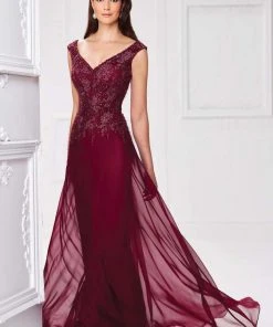 Mon Cheri A-Line Gown 117903 - 1 Pc Wine In Size 12 And 1 Pc Wedgewood In Size 10 Available