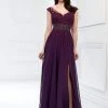 Mon Cheri Beaded Lace V-neck Chiffon A-line Gown 218911 - 1 Pc Purple In Size 6 Available 2 Mon Cheri Beaded Lace V-neck Chiffon A-line Gown 218911 - 1 Pc Purple In Size 6 Available