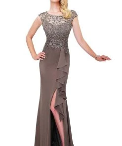 Mon Cheri Cap Sleeve Illusion Gown 117911