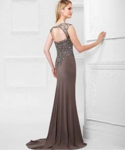 Mon Cheri Cap Sleeve Illusion Gown 117911