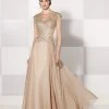 Mon Cheri Chiffon Cap Sleeved Gown In Champagne 214686 2 Mon Cheri Chiffon Cap Sleeved Gown In Champagne 214686