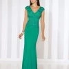 Mon Cheri Embroidered Cap Sleeves Fitted Evening Gown 116667 - 1 Pc Green In Size 10 Available