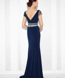 Mon Cheri Illusion Panel Sheath Gown 117624 - 1 Pc Navy In Sizes 4 Available 5 Mon Cheri Illusion Panel Sheath Gown 117624 - 1 Pc Navy In Sizes 4 Available