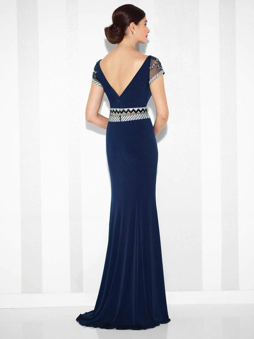 Mon Cheri Illusion Panel Sheath Gown 117624 - 1 Pc Navy In Sizes 4 Available 4 Mon Cheri Illusion Panel Sheath Gown 117624 - 1 Pc Navy In Sizes 4 Available
