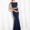 Mon Cheri Illusion Panel Sheath Gown 117624 - 1 Pc Navy In Sizes 4 Available