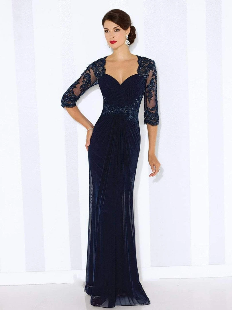 Mon Cheri Illusion Queen Anne Gown In Navy 116672 3 Mon Cheri Illusion Queen Anne Gown In Navy 116672