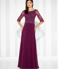 Mon Cheri - Quarter Length Sleeve A-line Gown 117603