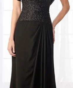 Mon Cheri - Sequined Strapless Chiffon Evening Gown 218630W - 1 Pc Cranberry In Size 18W Available