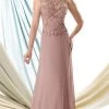 Mon Cheri Sleeveless Illusion Bodice Dress In Mink 114916