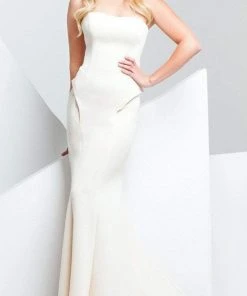 Mon Cheri Strapless Fitted Evening Dress 115704 - 1 Pc Champagne In Size 2 Available