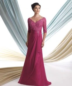 Mon Cheri Two Tone Embroidered Dress In Fuchsia 113925