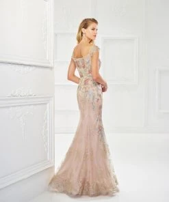 Montage By Mon Cheri - 118966 Floral Embroidered Lace And Tulle Gown