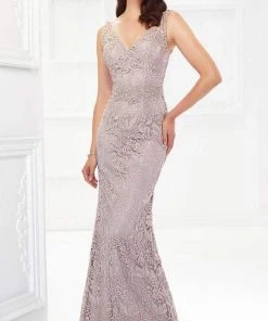 Montage By Mon Cheri - 118968 V-Neck Lace Gown With Detachable Sleeves 11 Montage By Mon Cheri - 118968 V-Neck Lace Gown With Detachable Sleeves