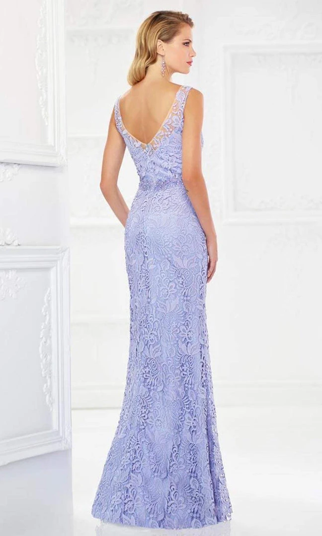 Montage By Mon Cheri - 118968 V-Neck Lace Gown With Detachable Sleeves 5 Montage By Mon Cheri - 118968 V-Neck Lace Gown With Detachable Sleeves