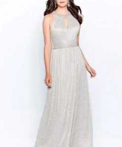 Montage By Mon Cheri - 120901W Embellished Halter Neck Sheath Dress