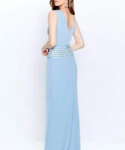 Montage By Mon Cheri - 120904 Embroidered V-Neck Sheath Dress