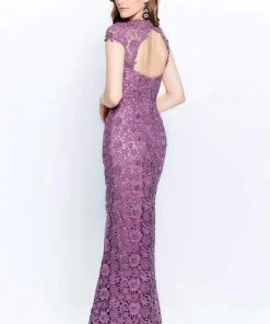 Montage By Mon Cheri - 120912 Lace Plunging V-Neck Sheath Dress